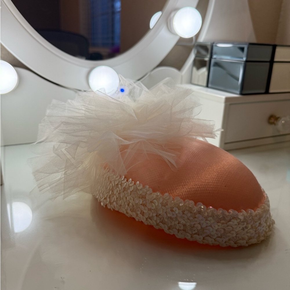 Chic Peach Fascinator 1950 Hat & Strapless ASOS Cocktail Dress Size XS